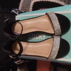 Lucky Top Girls dress shoe, Size 13, Black, diamond encrusted front.